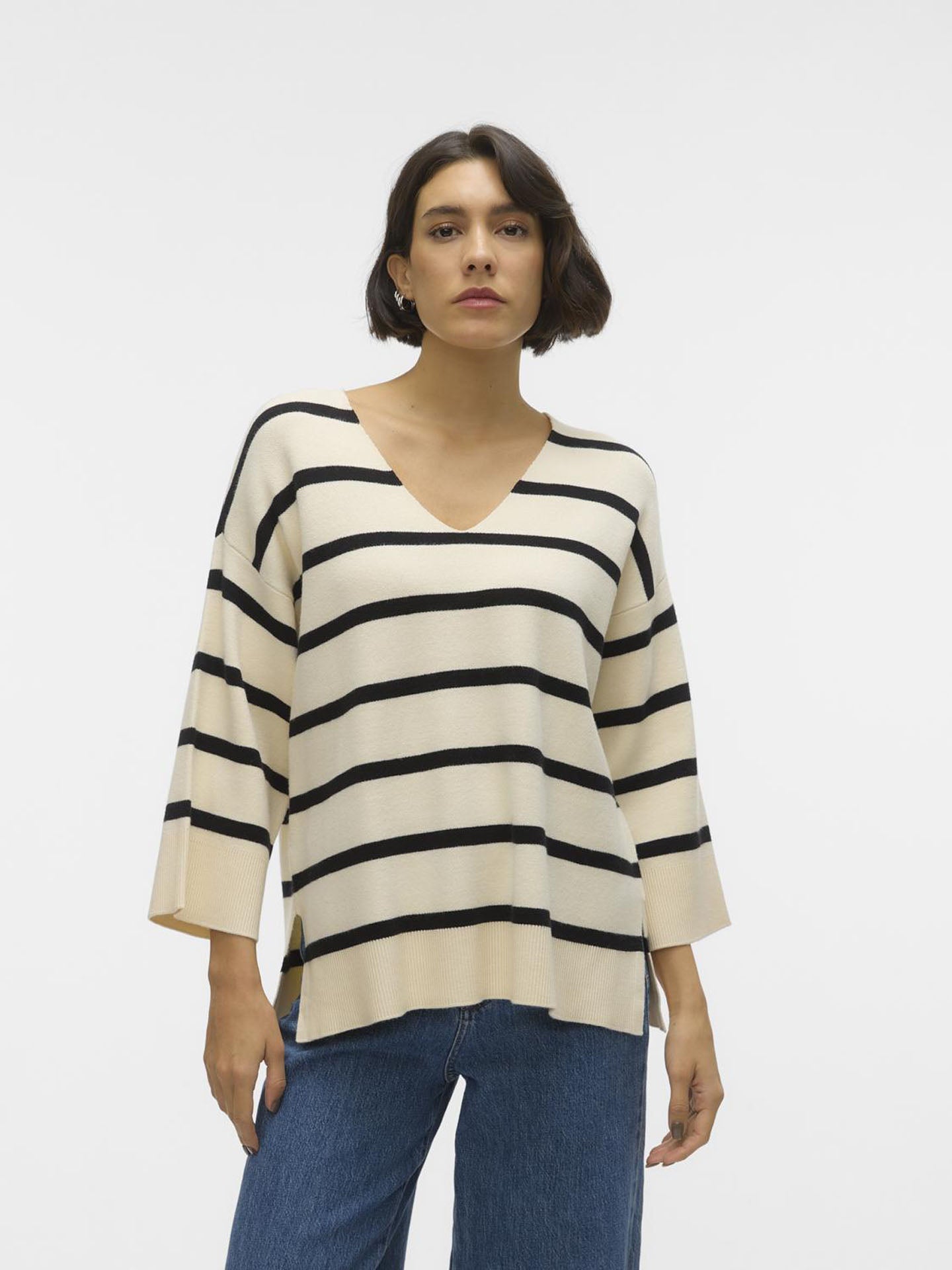 MAGLIA SABA 3/4 V-NECK STRIPE