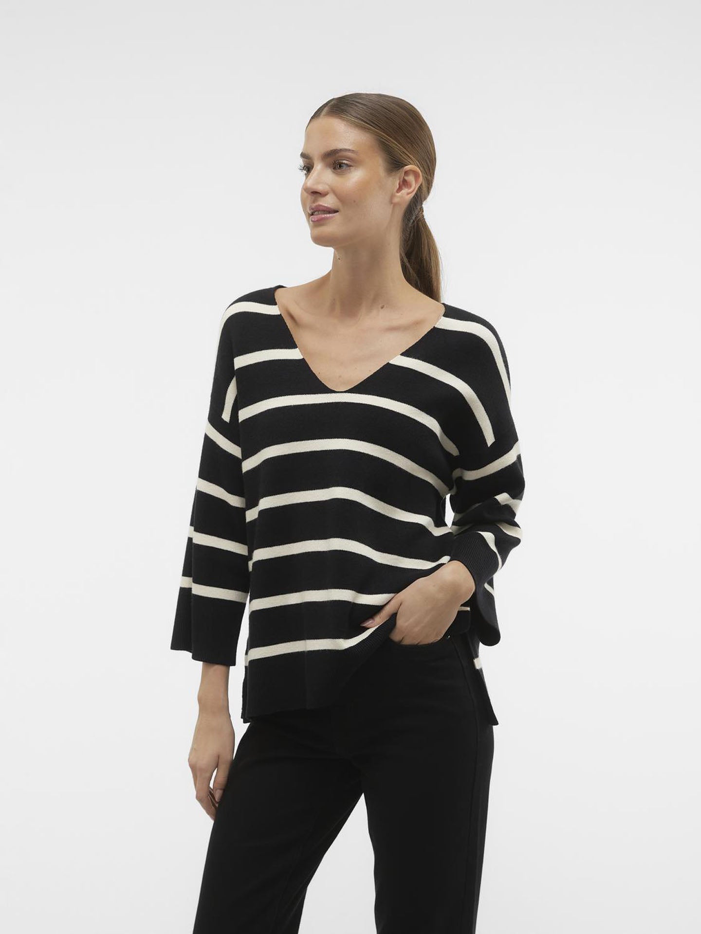 MAGLIA SABA 3/4 V-NECK STRIPE