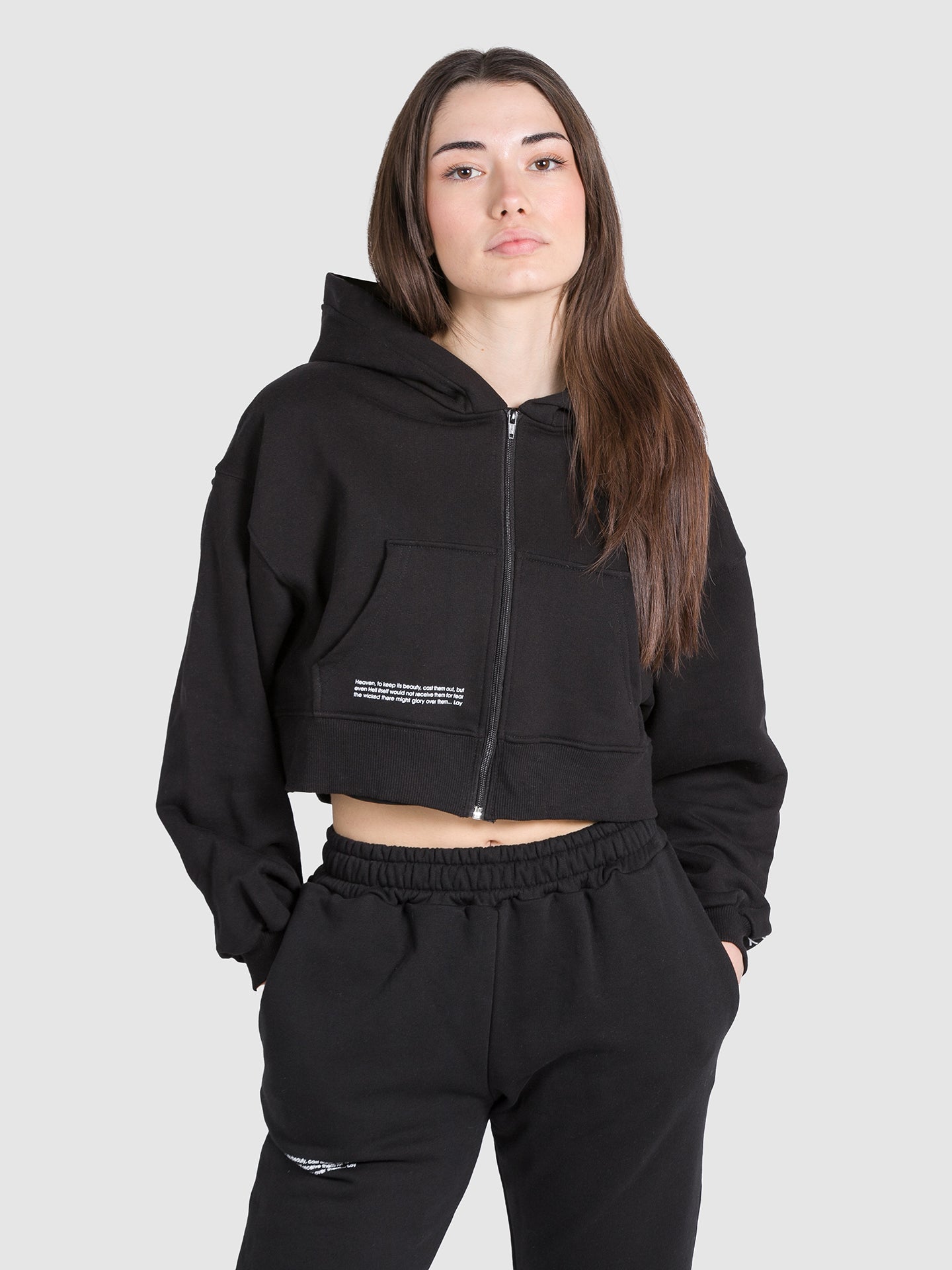 FELPA FULL ZIP CROP CAPPUCCIO