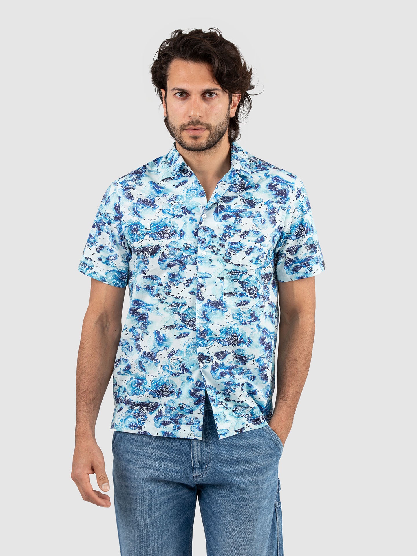 CAMICIA M/C BOWLING STAMPA FANTASIA PAISLEY