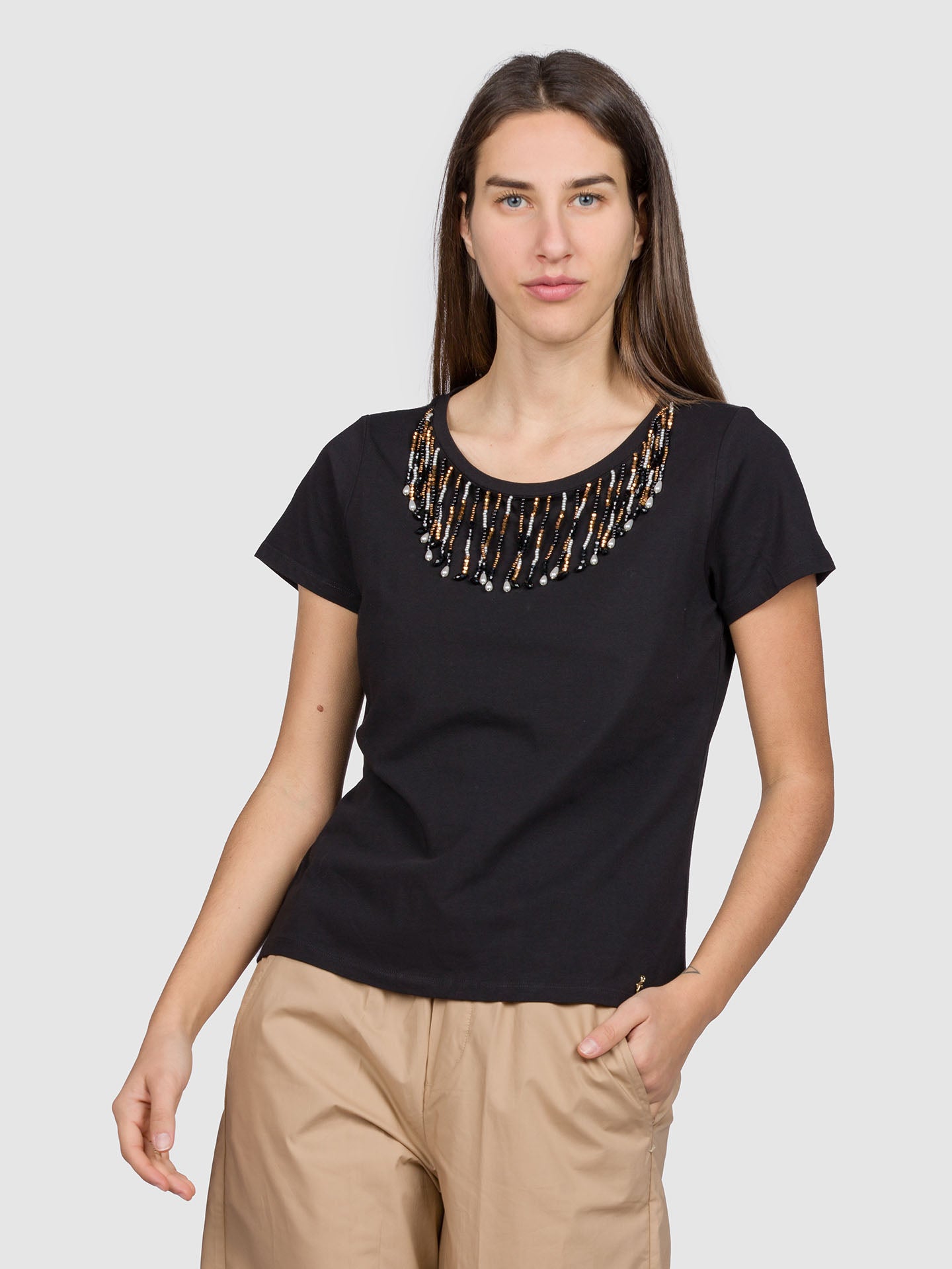 T-SHIRT PERLINE COLLO