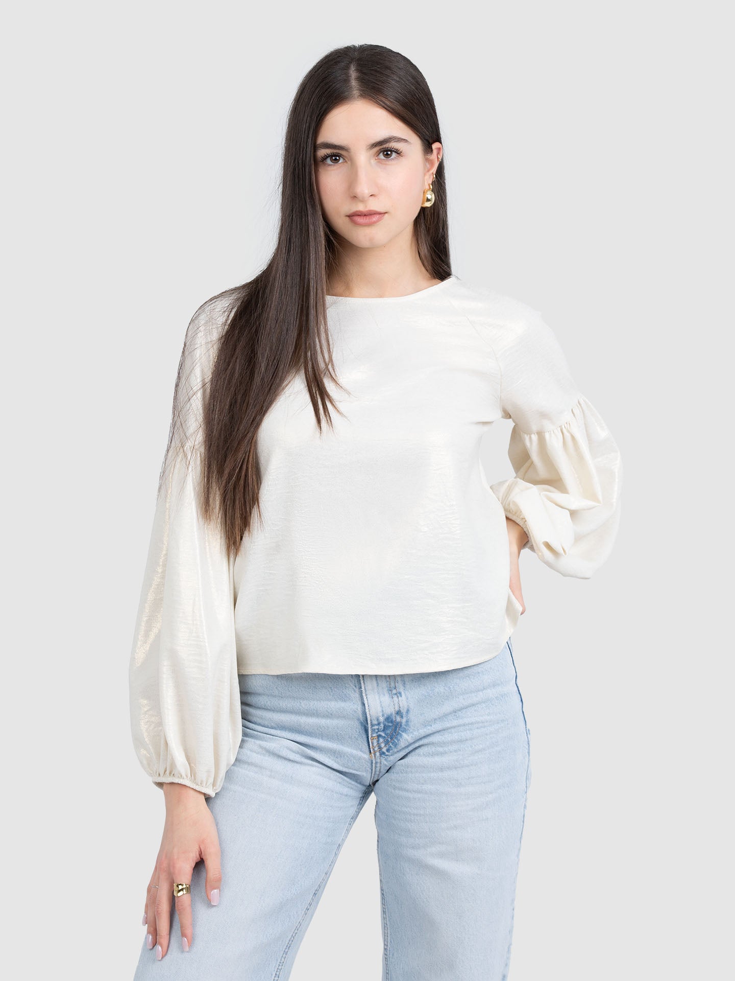 BLUSA LAMINATA MANICA PALLONCINO