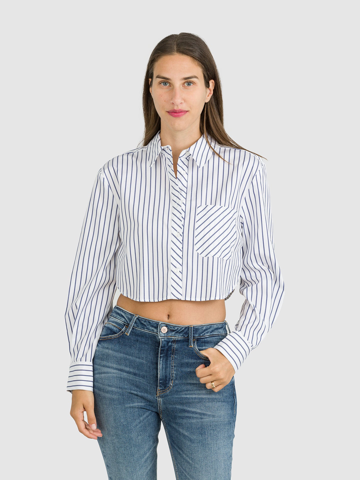 CAMICIA RIGHE CROP