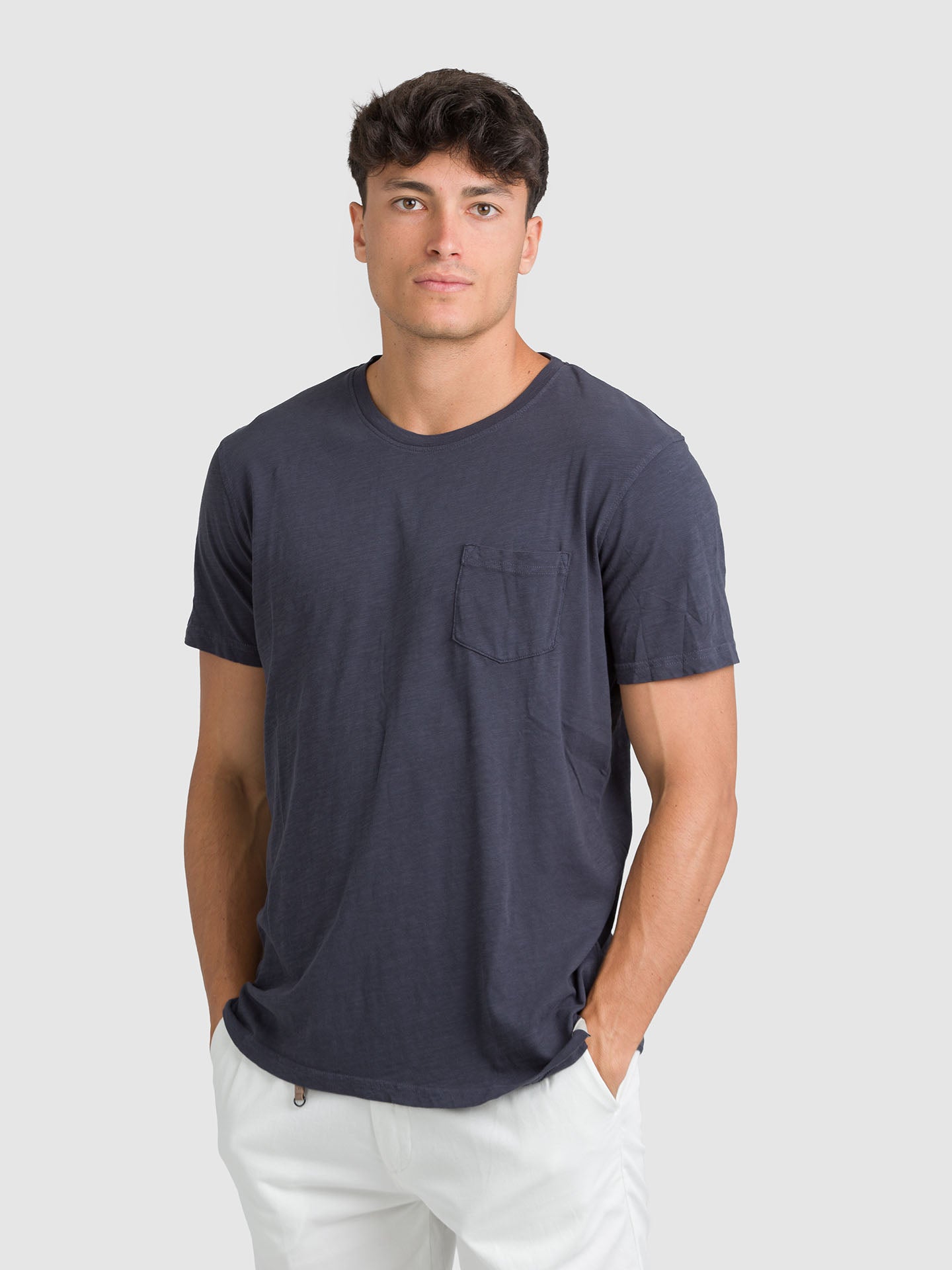 T-SHIRT MANICA CORTA SLUB TASCHINO
