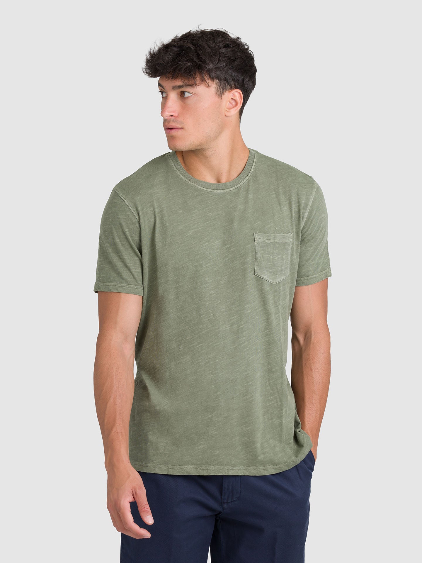 T-SHIRT MANICA CORTA SLUB TASCHINO