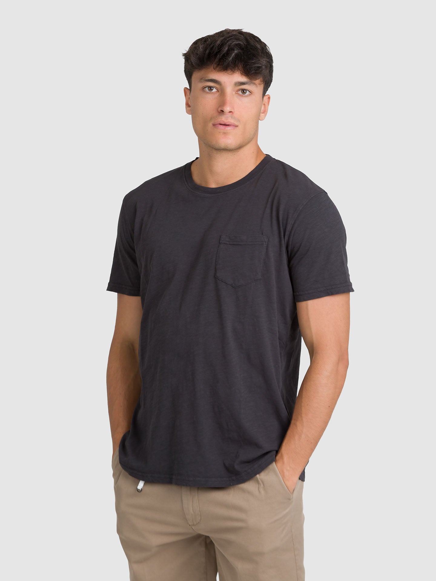 T-SHIRT MANICA CORTA SLUB TASCHINO