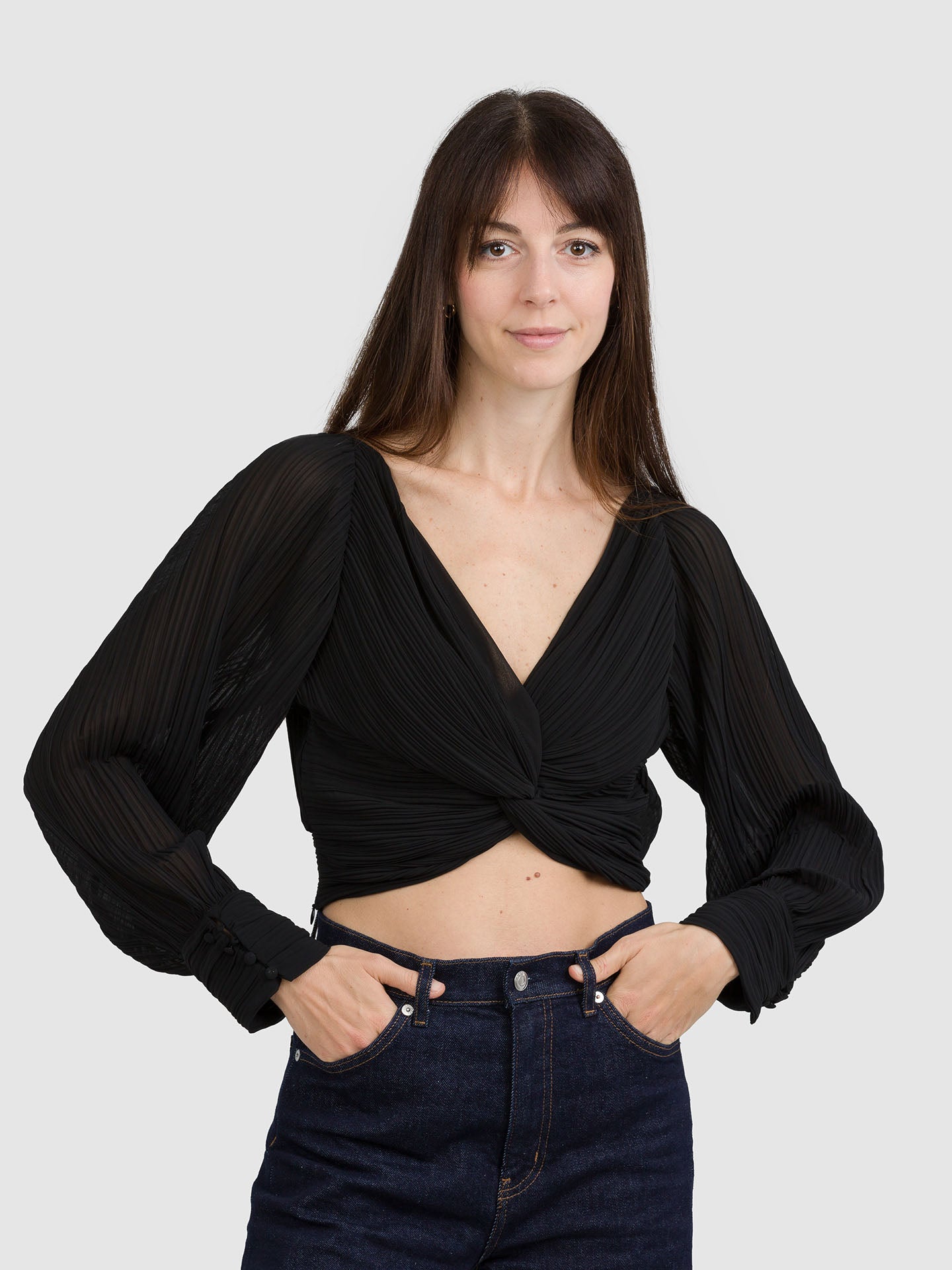 BLUSA V-NECK PLISSE'