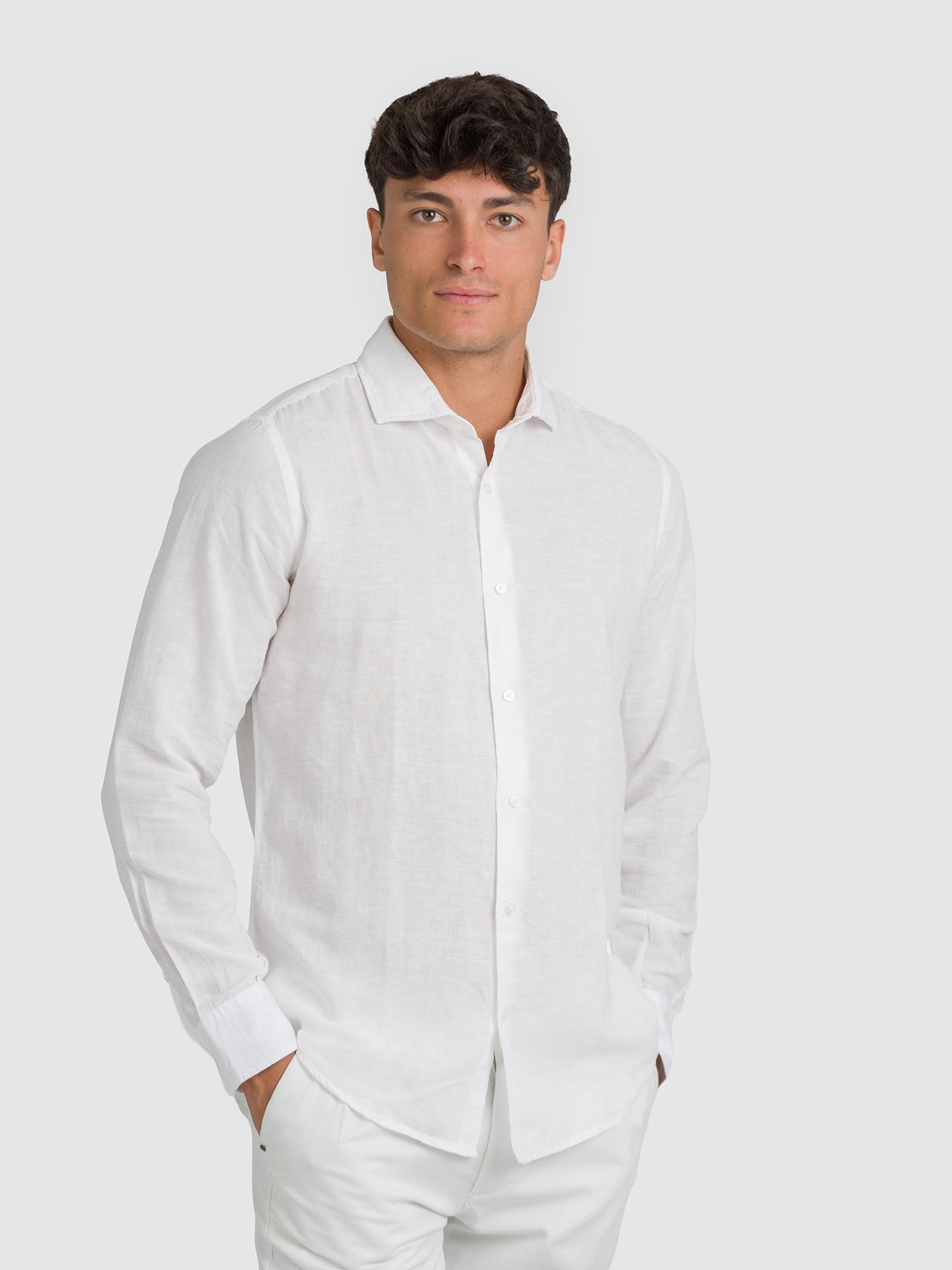 CAMICIA MANICA LUNGA COLLO FRANCESE LINO COTONE
