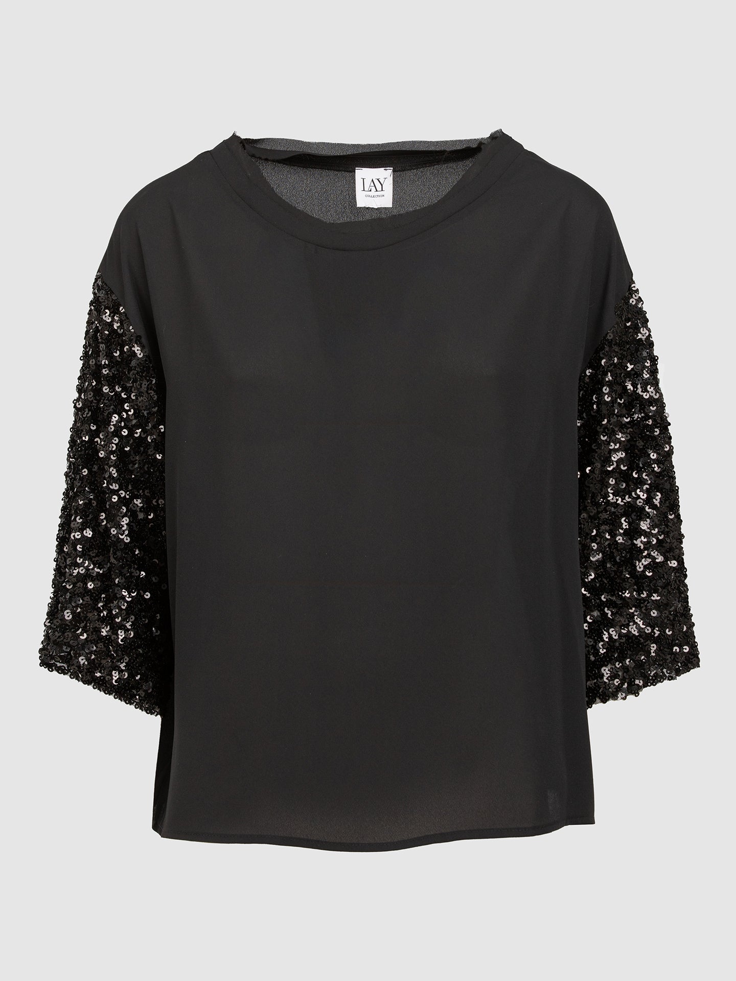 BLUSA GEORGETTE MANICA PAILLETTES