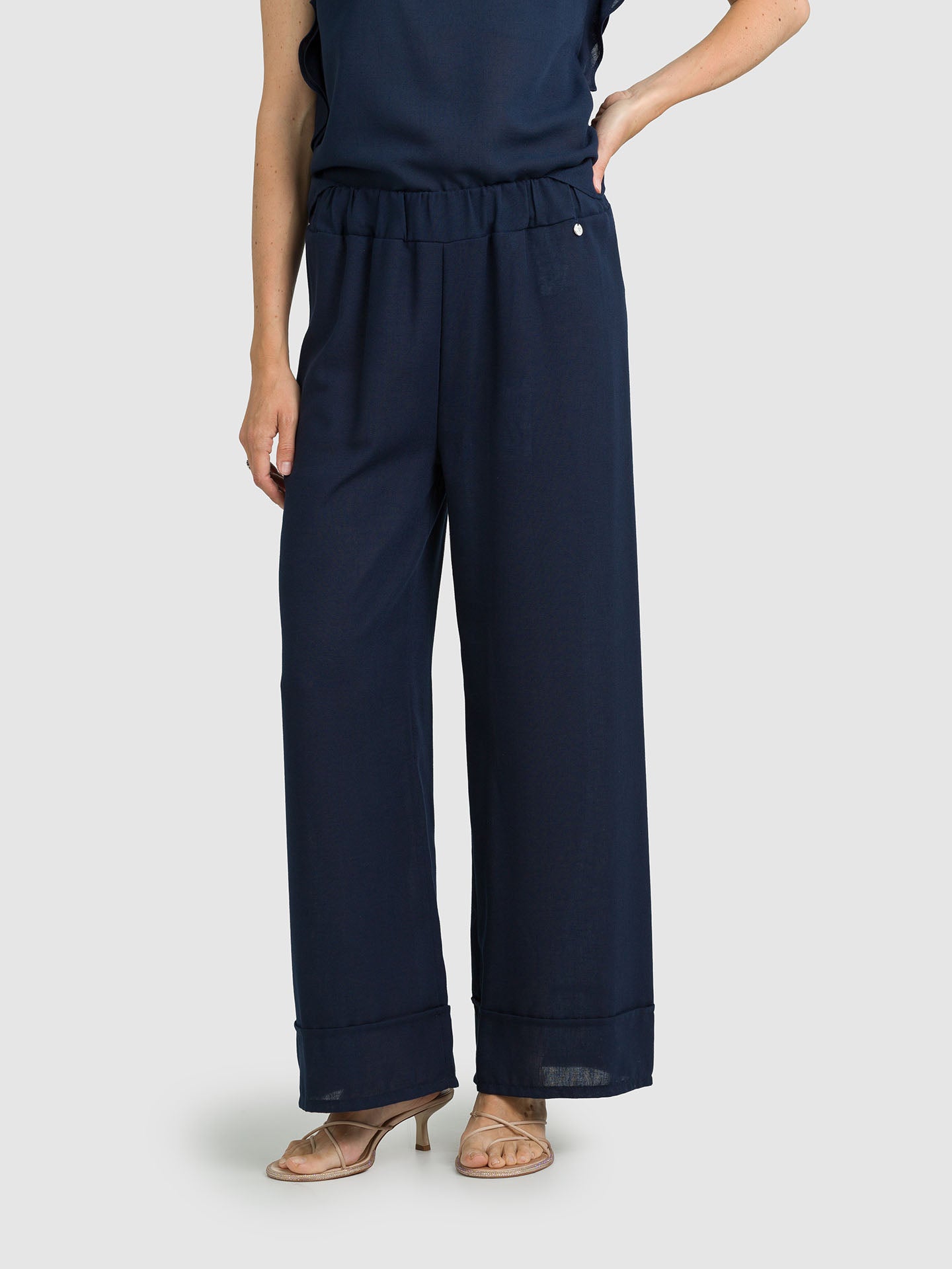 PANTALONE CROP EFFETTO LINO