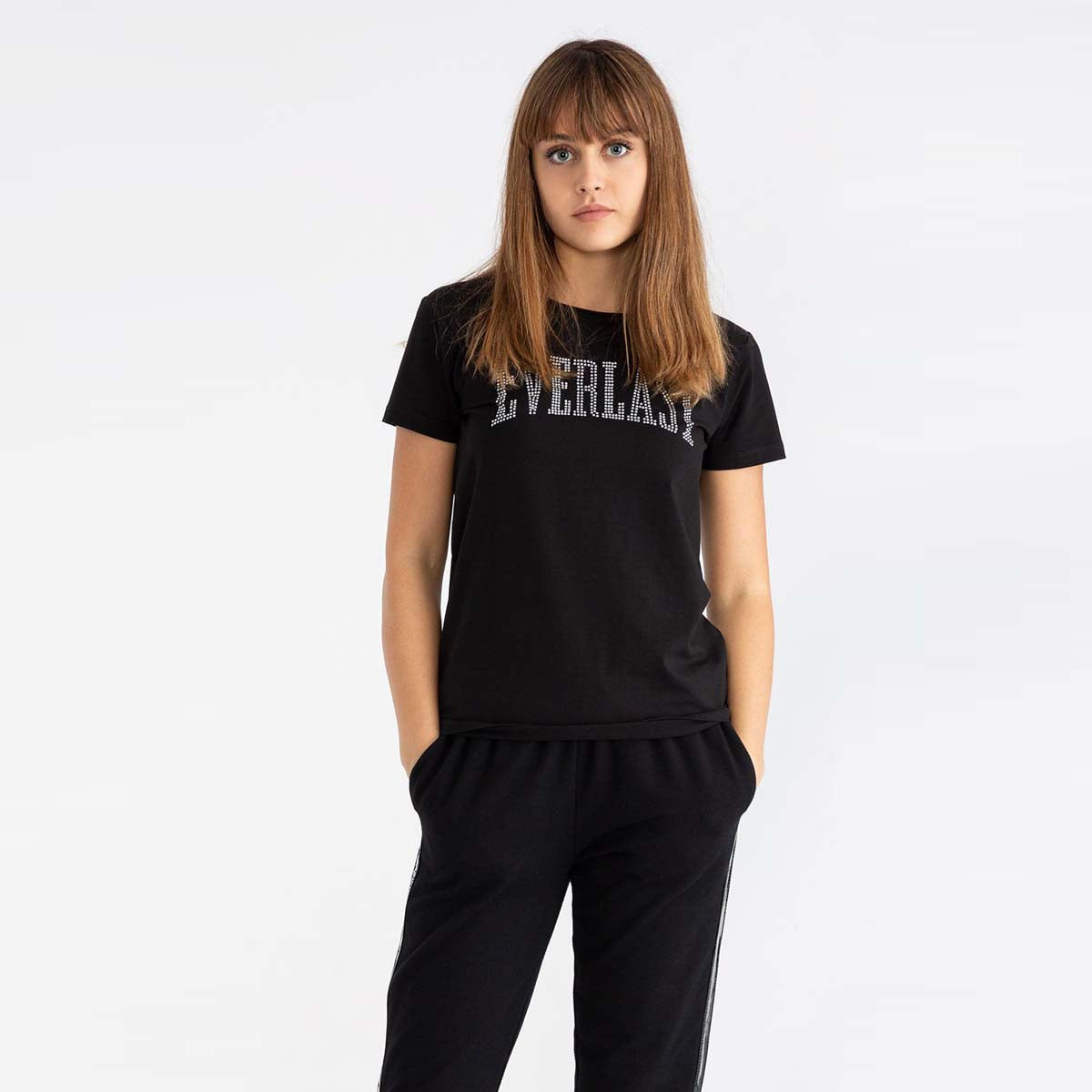 T-SHIRT JERSEY STRETCH LOGO STRASS