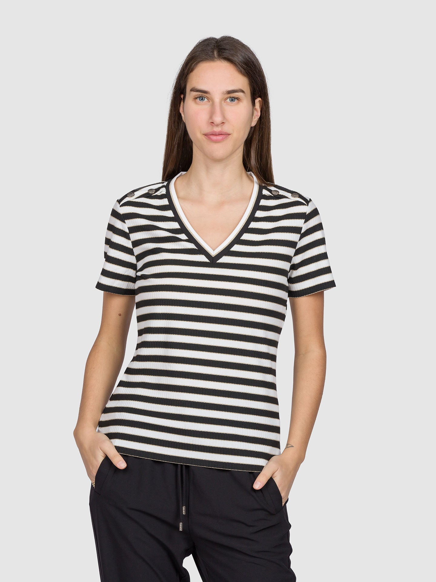 T-SHIRT STRIPES BOTTONI V