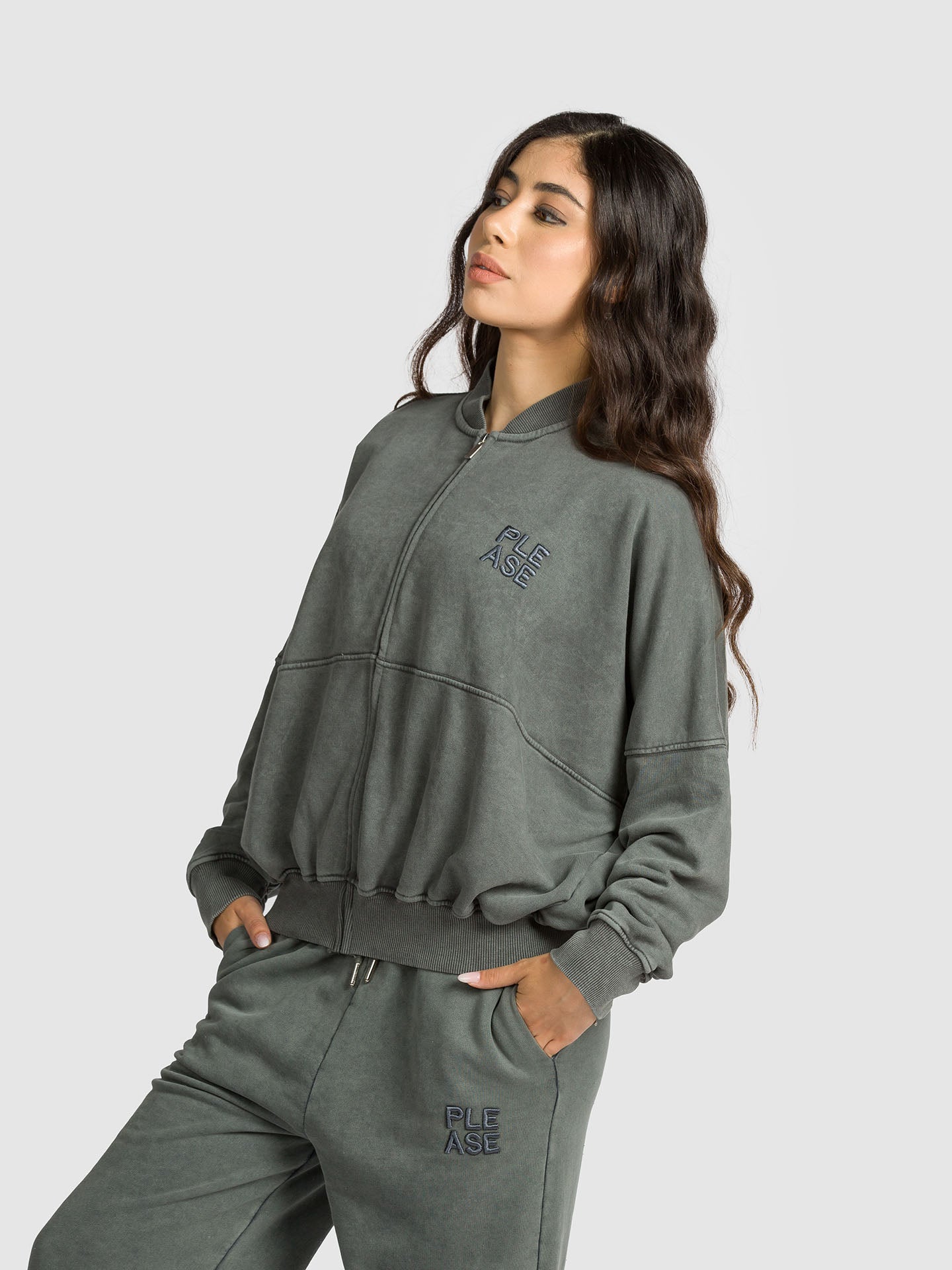 FELPA BOMBER LOGO RICAMO