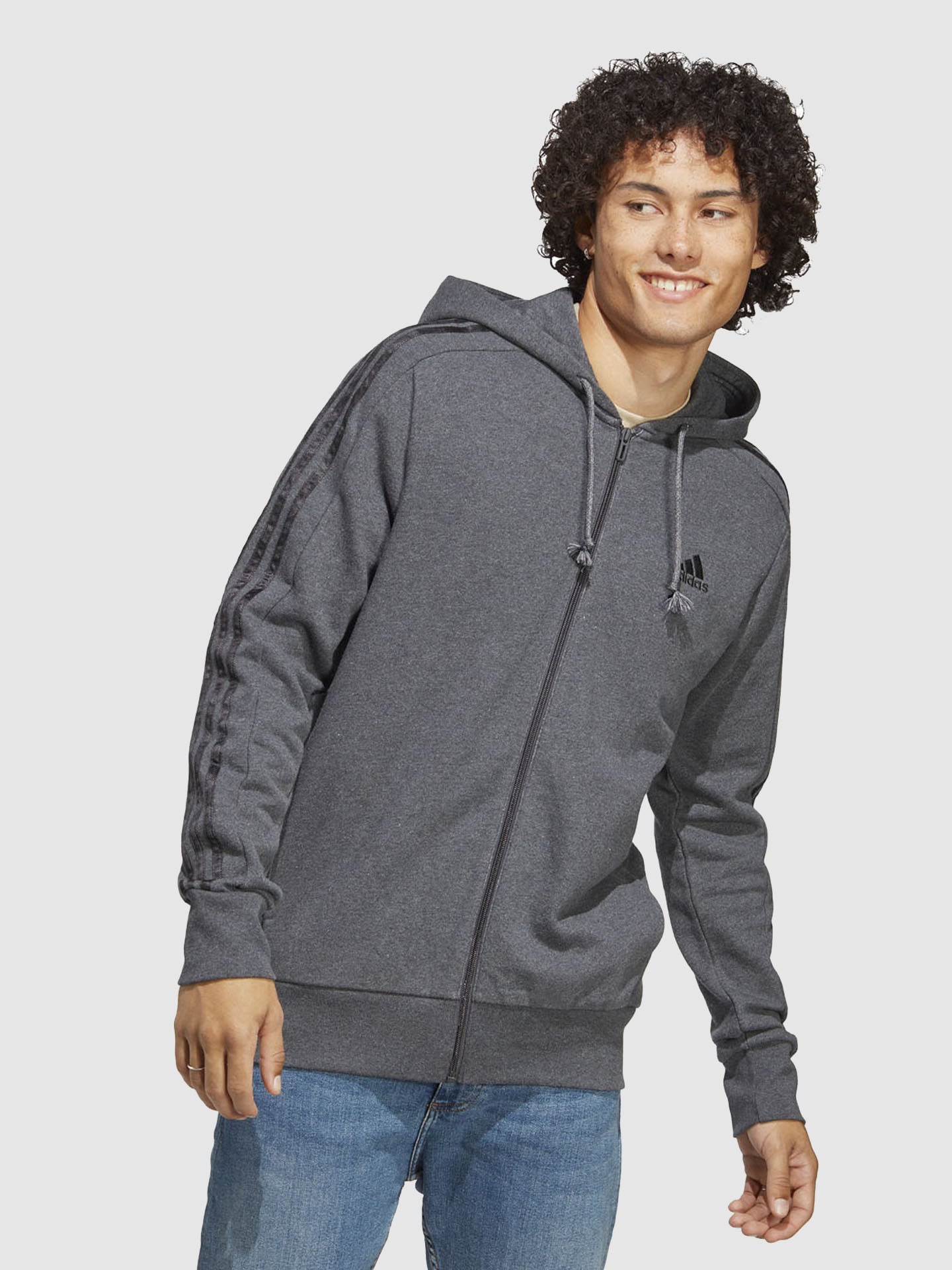 FELPA CON CAPPUCCIO ESSENTIALS FRENCH TERRY 3-STRIPES FULL-ZIP