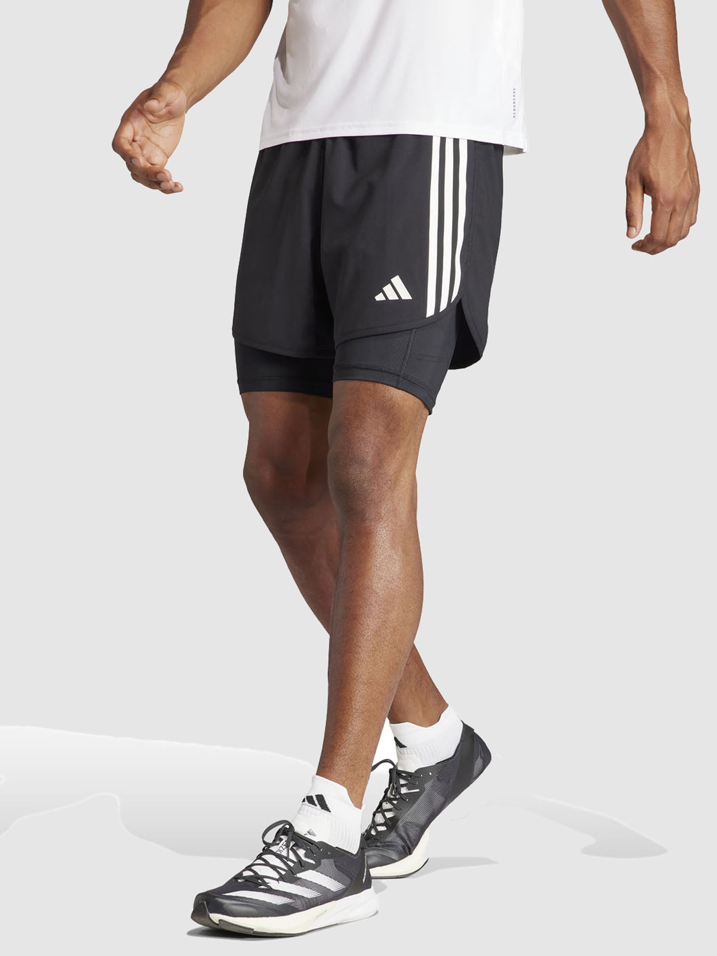 SHORT OWN THE RUN 3-STRIPES 2-IN-1