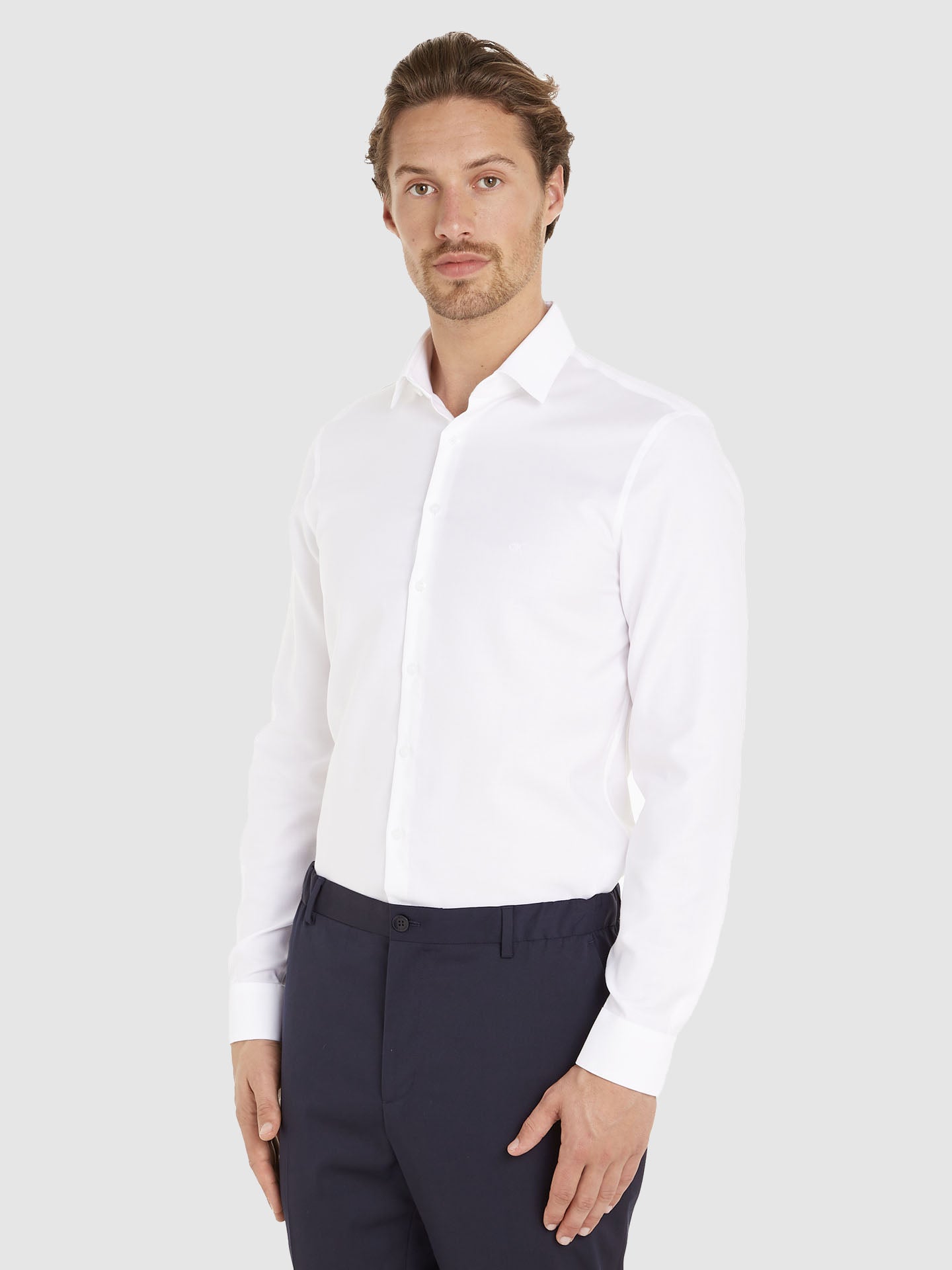 CAMICIA BASICA STRETCH LAVORATA SLIM FIT