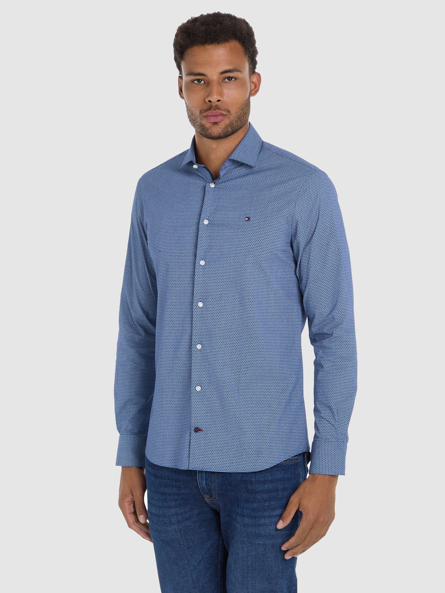 CAMICIA MANICA LUNGA COLLO CONTRASTO SLIM FIT