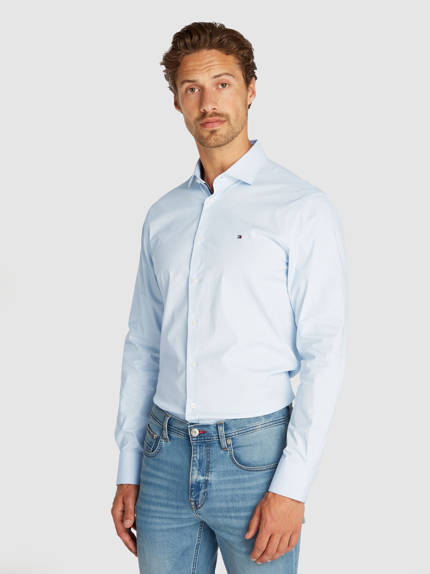 CAMICIA MANICA LUNGA COLLO CONTRASTO SLIM FIT