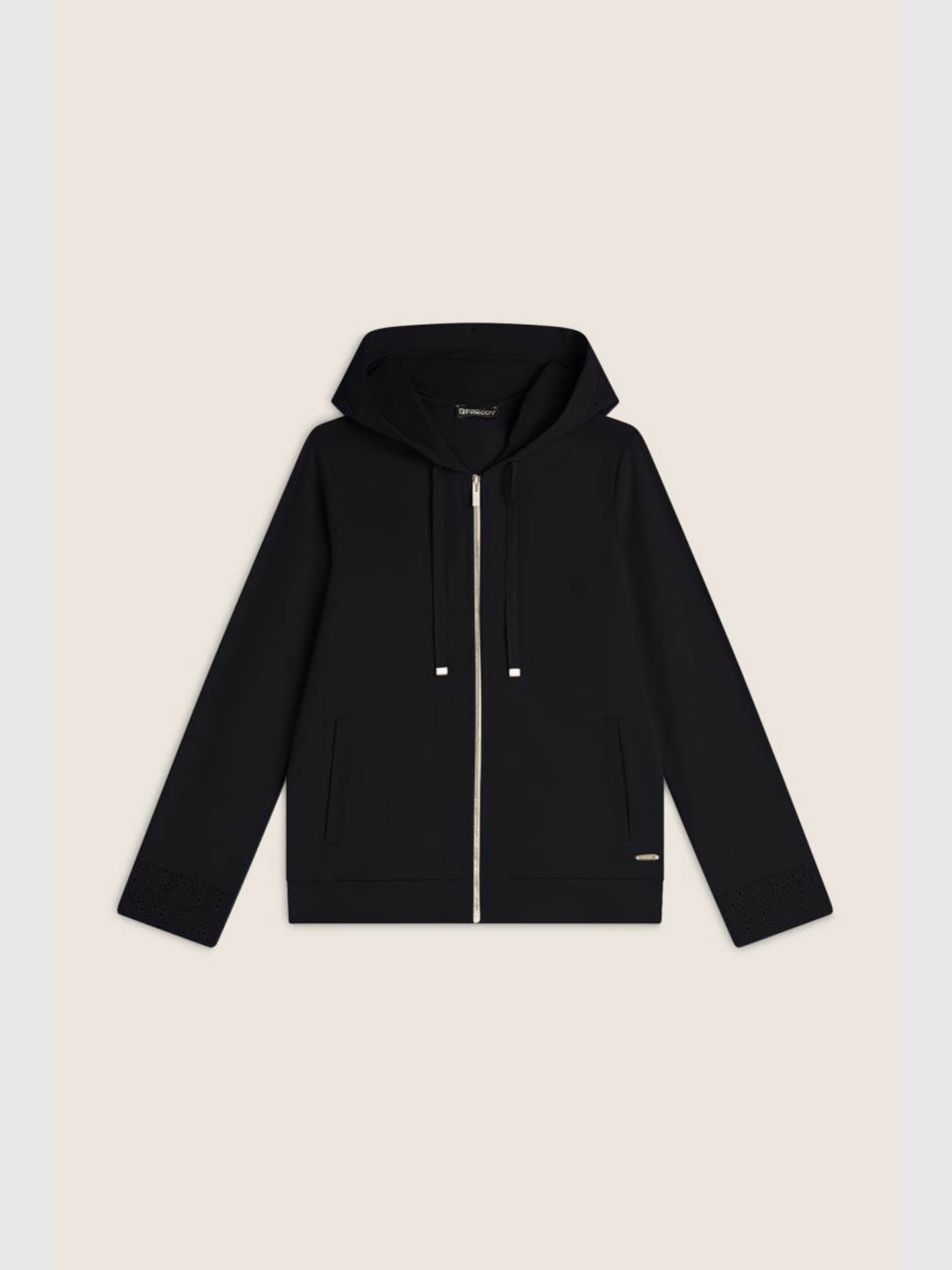 FELPA FULL ZIP MOTIVO CAPPUCCIO SLOUNGE