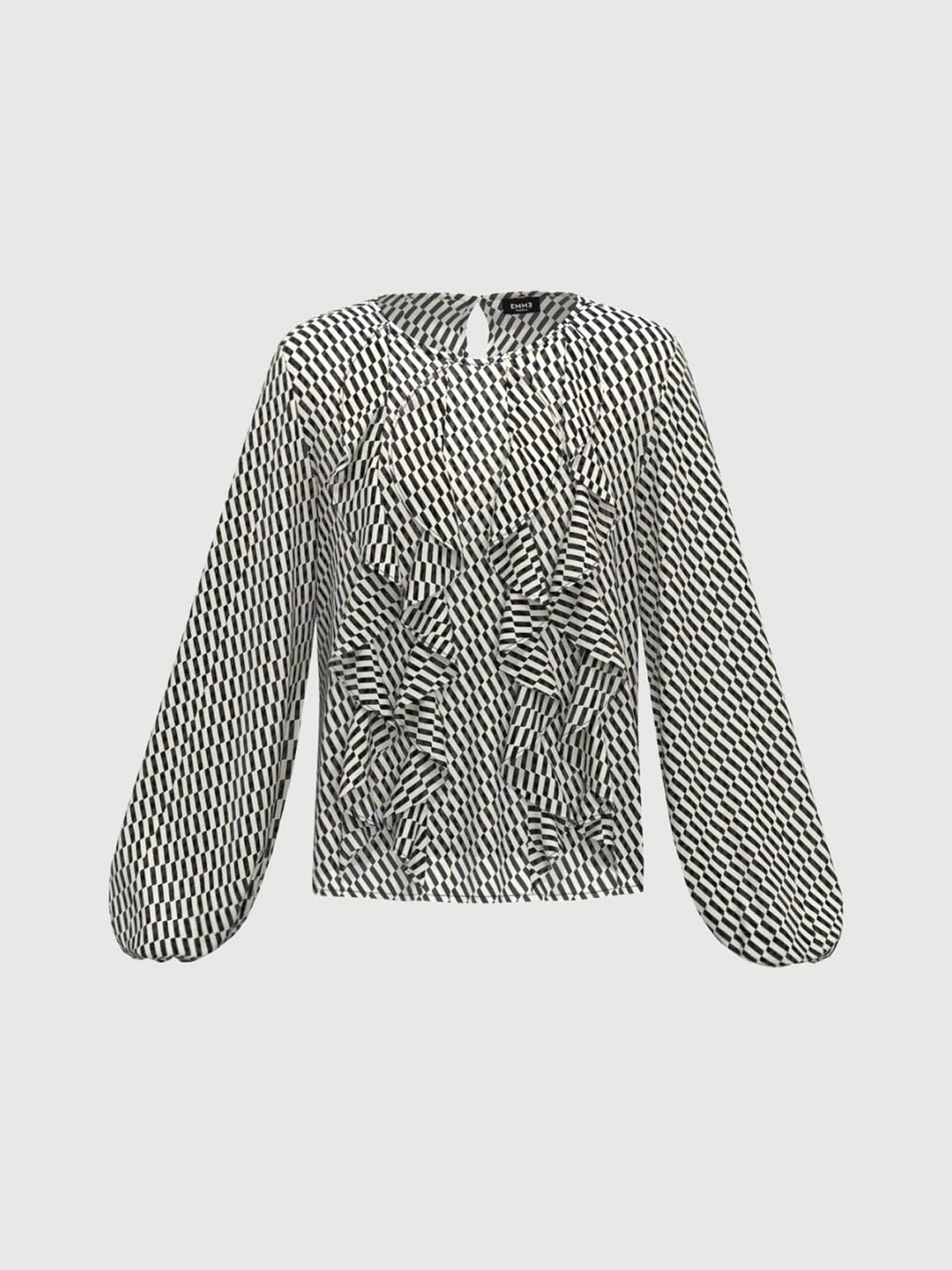 BLUSA RASO CHIFFON STAMPA GEOMETRICA