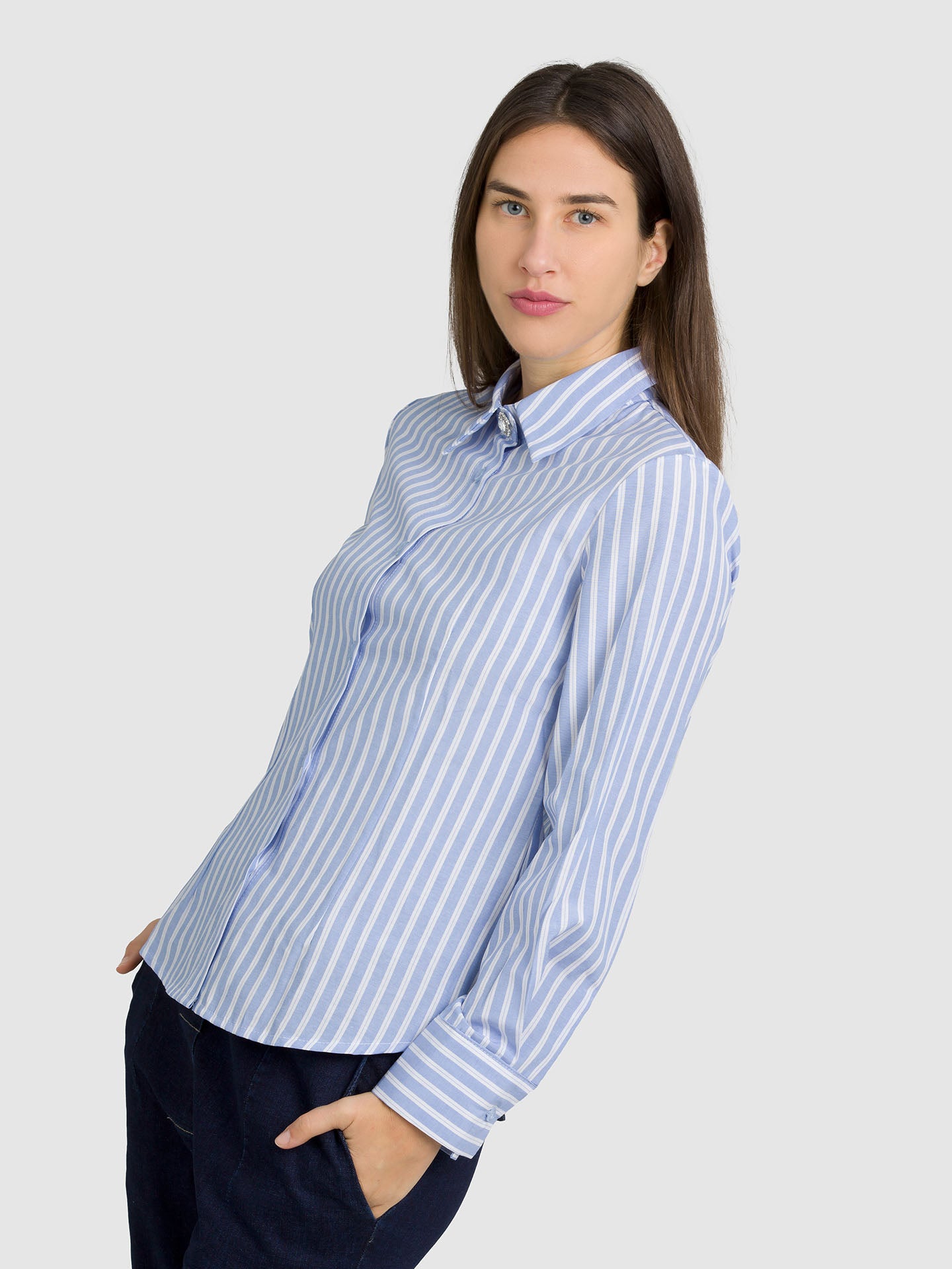 CAMICIA STRIPES BOTTONE GIOIELLO