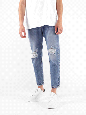 JEANS CROPPED CHIARO ROTTURE 