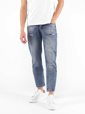 JEANS CROPPED MEDIO MICRO ROTTURE 
