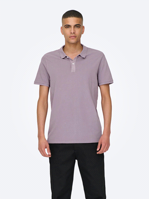 ONLY&SONS POLO TRAVIS SLIM WASHED POLO UOMO Viola  ... 