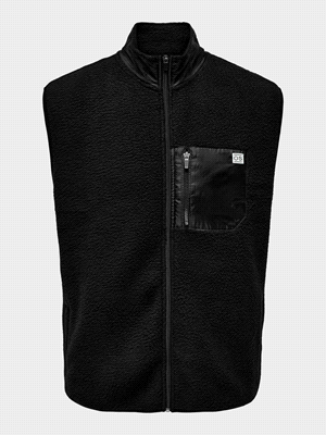 ONLY&SONS TEDDY JUST HIGHNECK FULL ZIP MAGLIERIA UOMO Nero  ... 