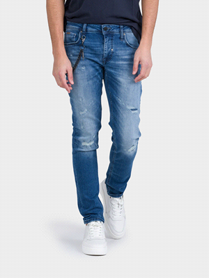 JEANS IGGY TAPERED FIT CON CATENA E ROTTURE 