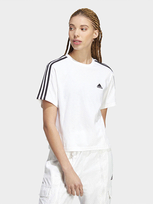 Capo corto dalla vestibilità ampia con le inconfondibili 3 strisce. ADIDAS T-shirt Essentials 3-Stripes Single Jersey Crop T-SHIRTERIA DONNA Bianco Nero ... 