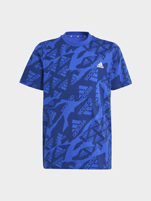 ADIDAS T-shirt Essentials Allover Print T-SHIRTERIA BAMBINO Blu  ... 