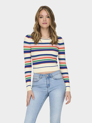 ONLY MAGLIA MELEKA CROP STRIPES MAGLIERIA DONNA   ... 