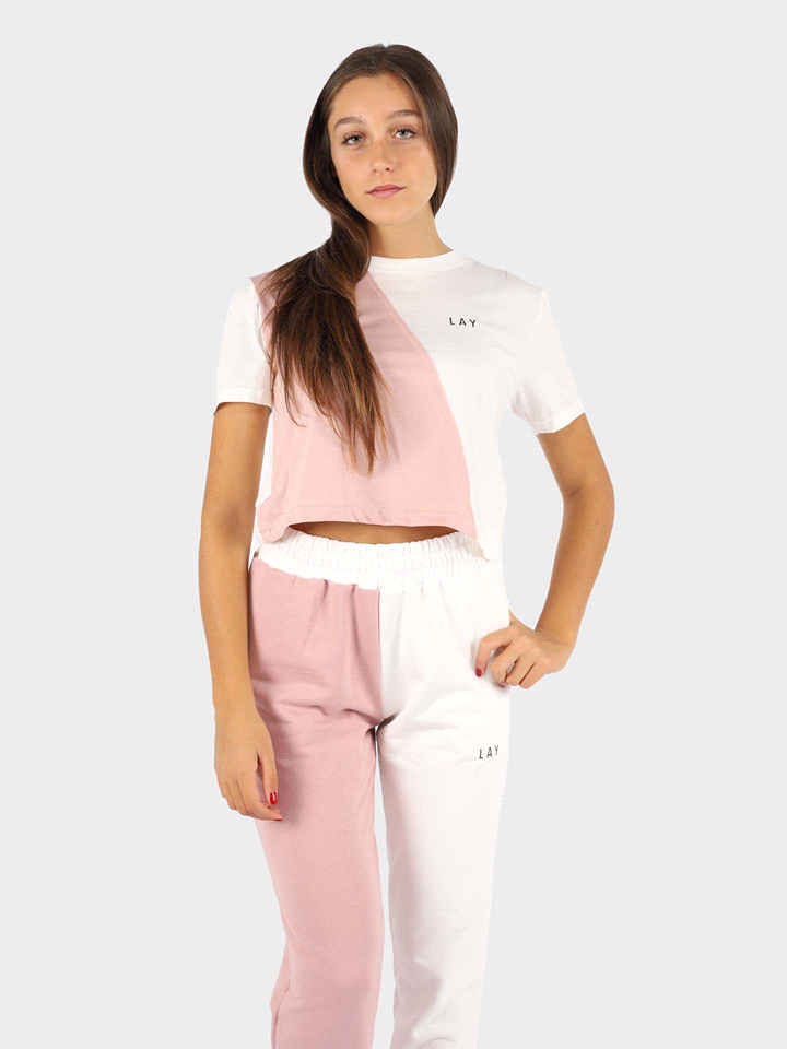 LAY T-SHIRT CROPPED BICOLOR