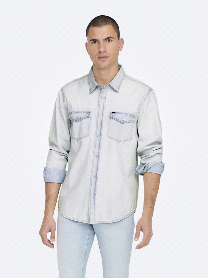 ONLY&SONS ONLY & SONS CAMICIA BANE DENIM