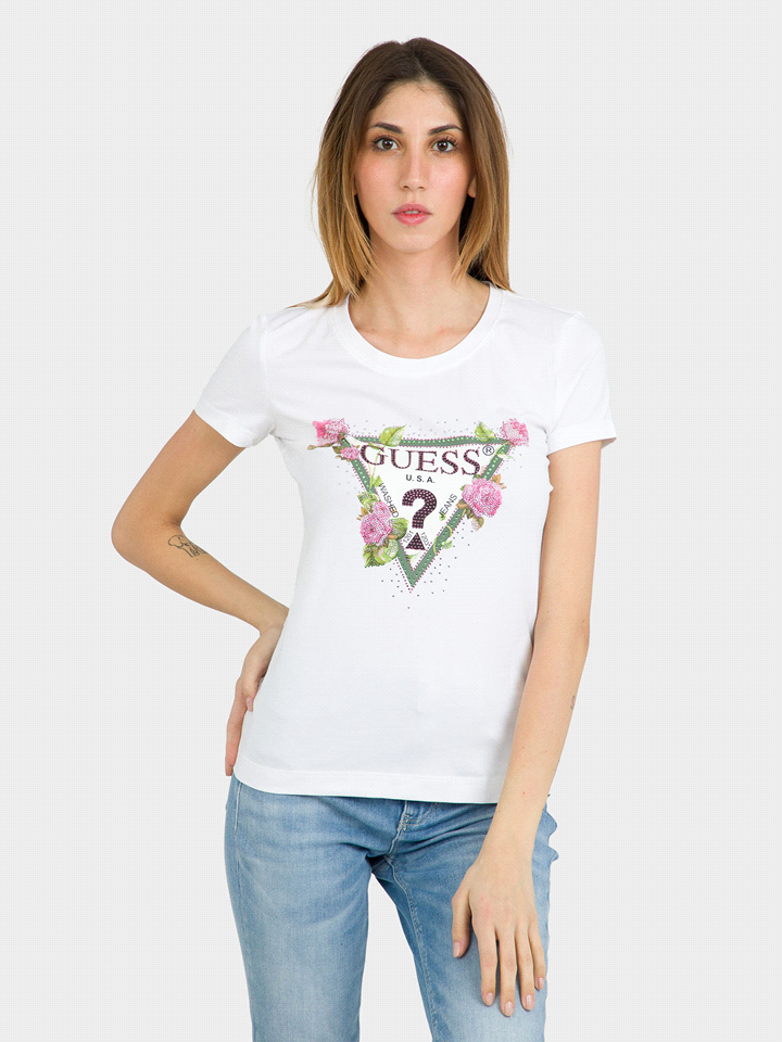GUESS T-SHIRT FLORAL TRIANGLE