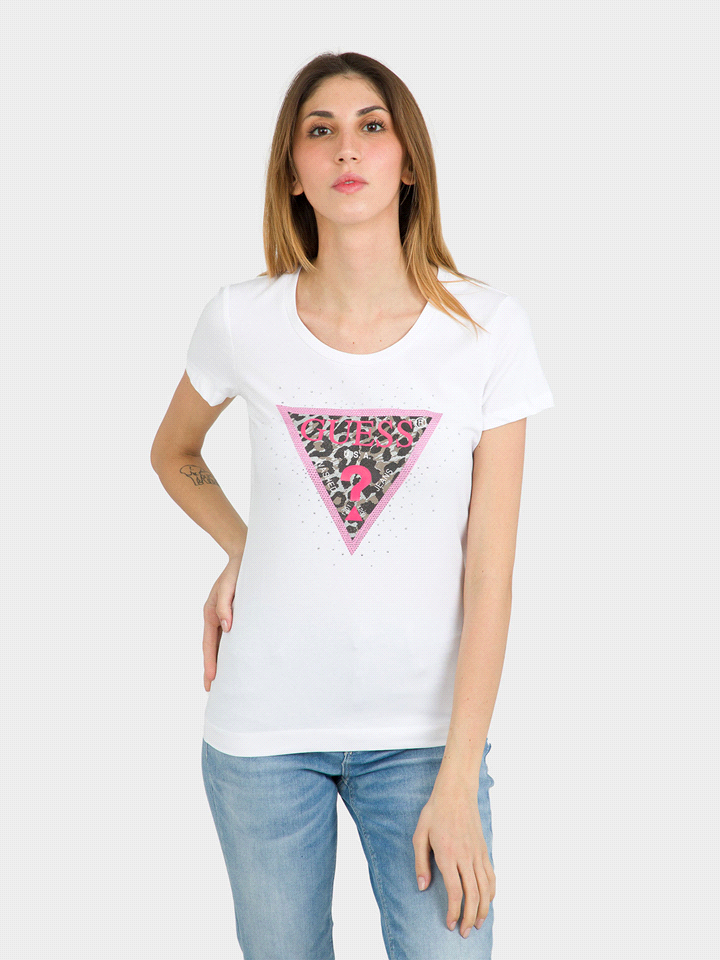 GUESS T-SHIRT SPRING TRIANGLE ANIMALIER