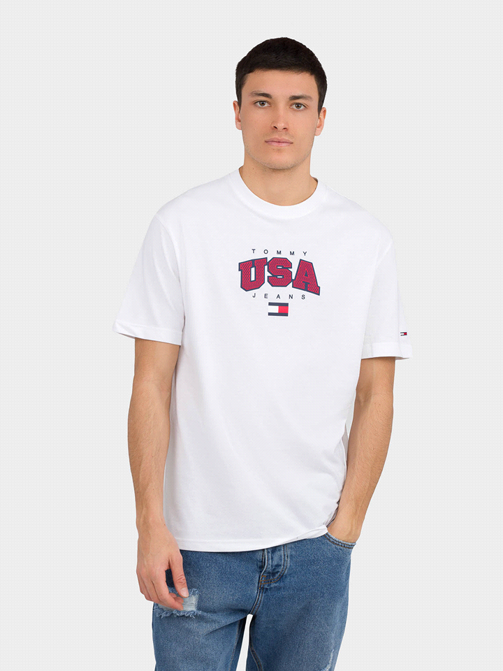 TOMMY JEANS T-SHIRT SCRITTA USA