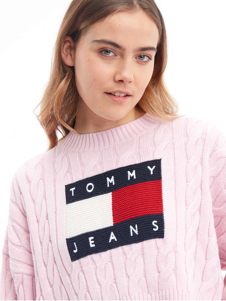 TOMMY JEANS TOMMY HILFIGER MAGLIA TRECCIA BADGE
