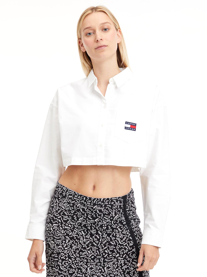 TOMMY JEANS CAMICIA CROP BADGE