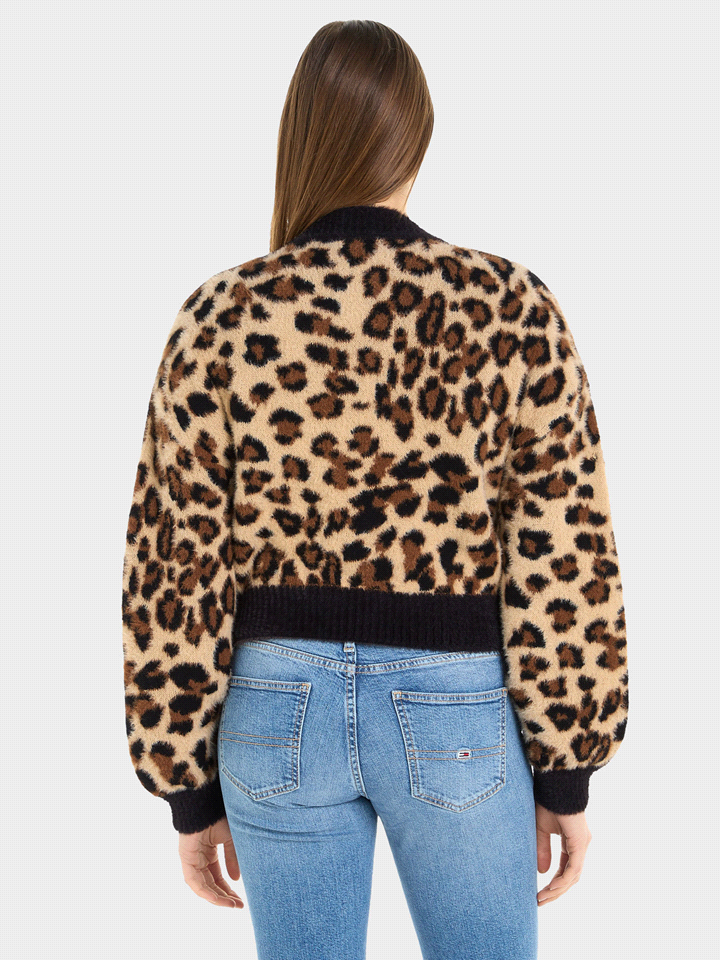 TOMMY JEANS CARDIGAN ANIMALIER CROPPED