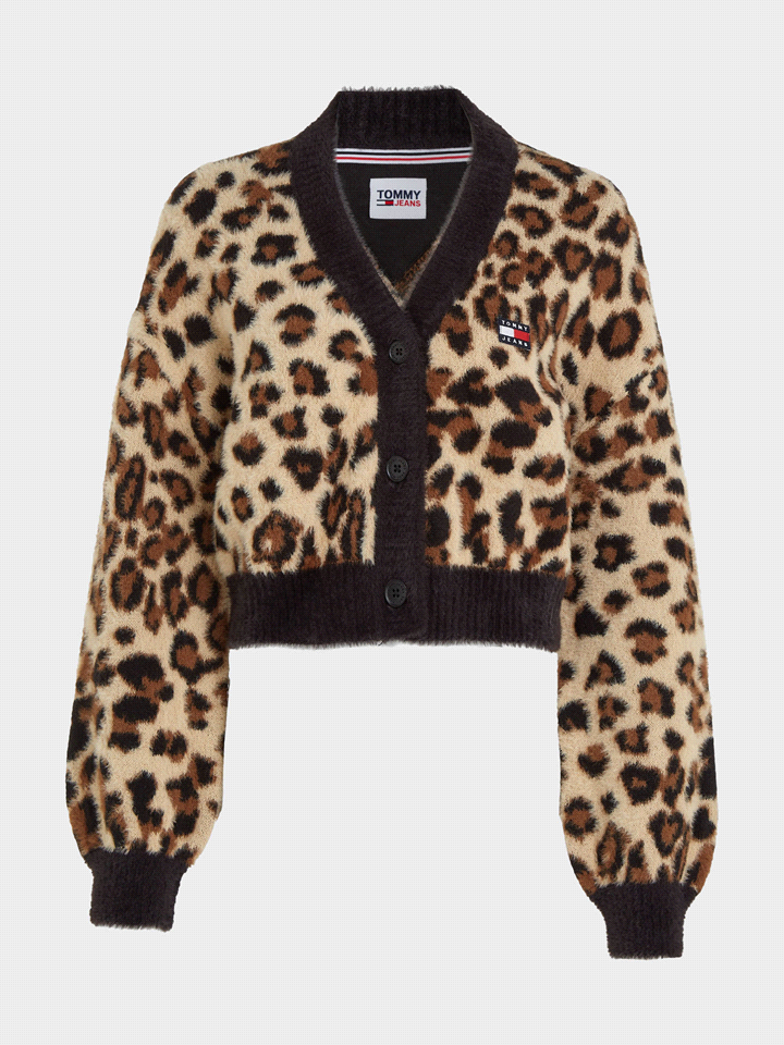 TOMMY JEANS CARDIGAN ANIMALIER CROPPED