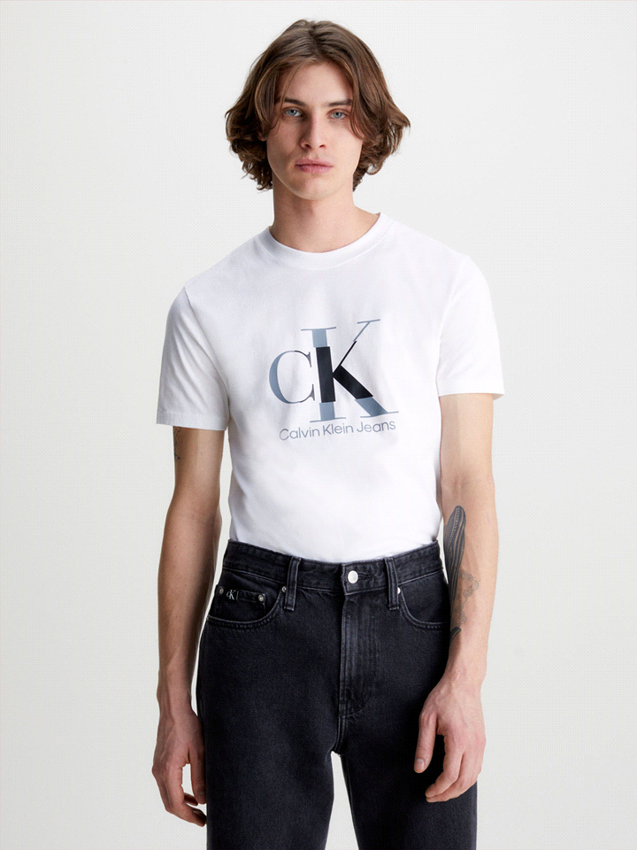 Calvin Klein Crew Neck Gradient Monogram Sweatshirt, White (6Y)
