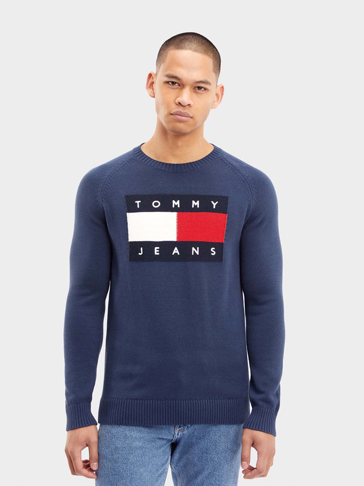 TOMMY JEANS TOMMY HILFIGER MAGLIA GIRO FLAG